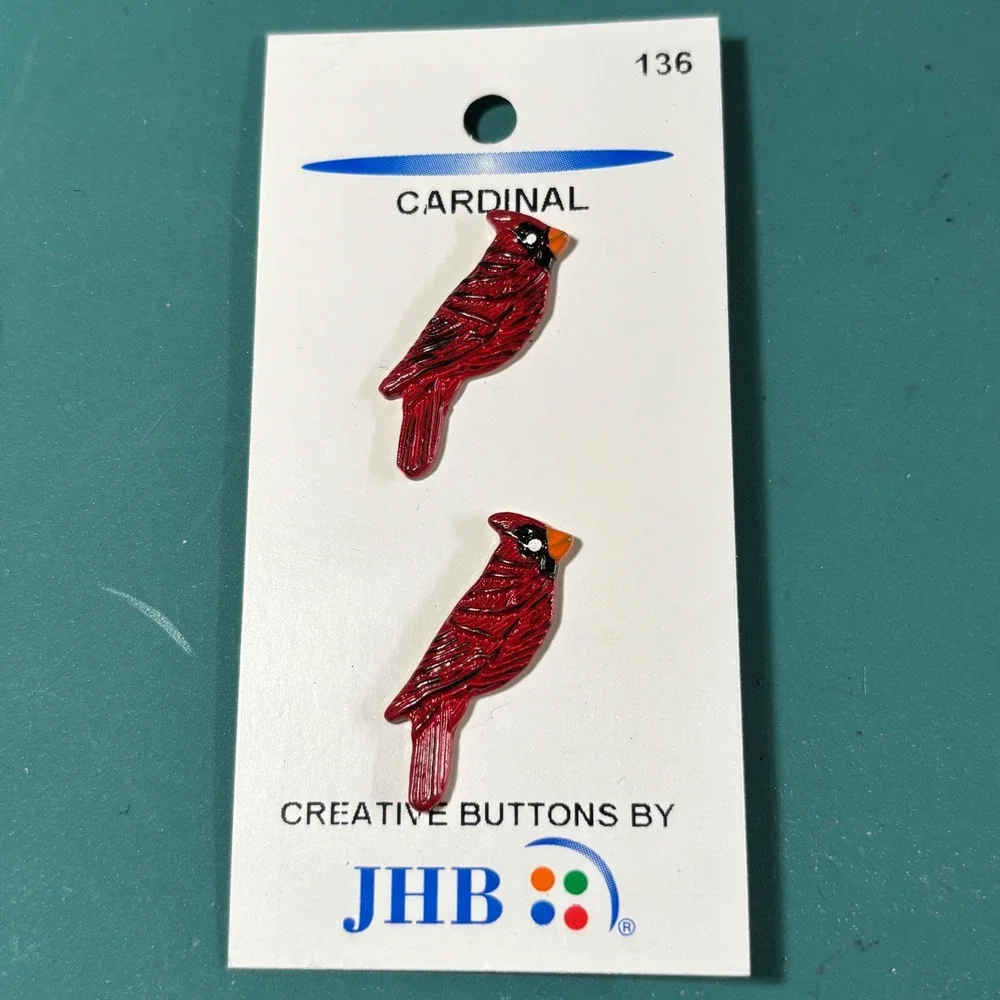 JHB Creative Buttons Cardinal Red Bird Novelty Shank Buttons 1 1/4 Inch 2 Count